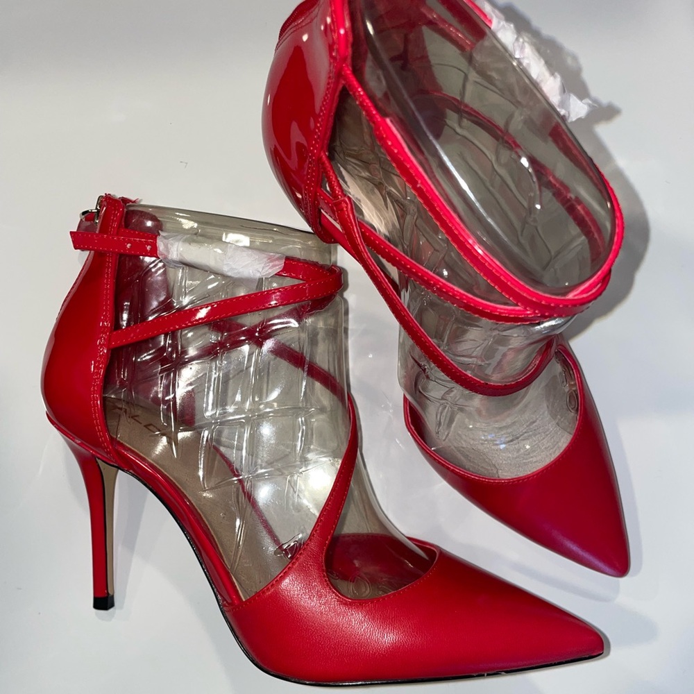 Aldo Vibrant Red Strappy Heels - Picture 2 of 3